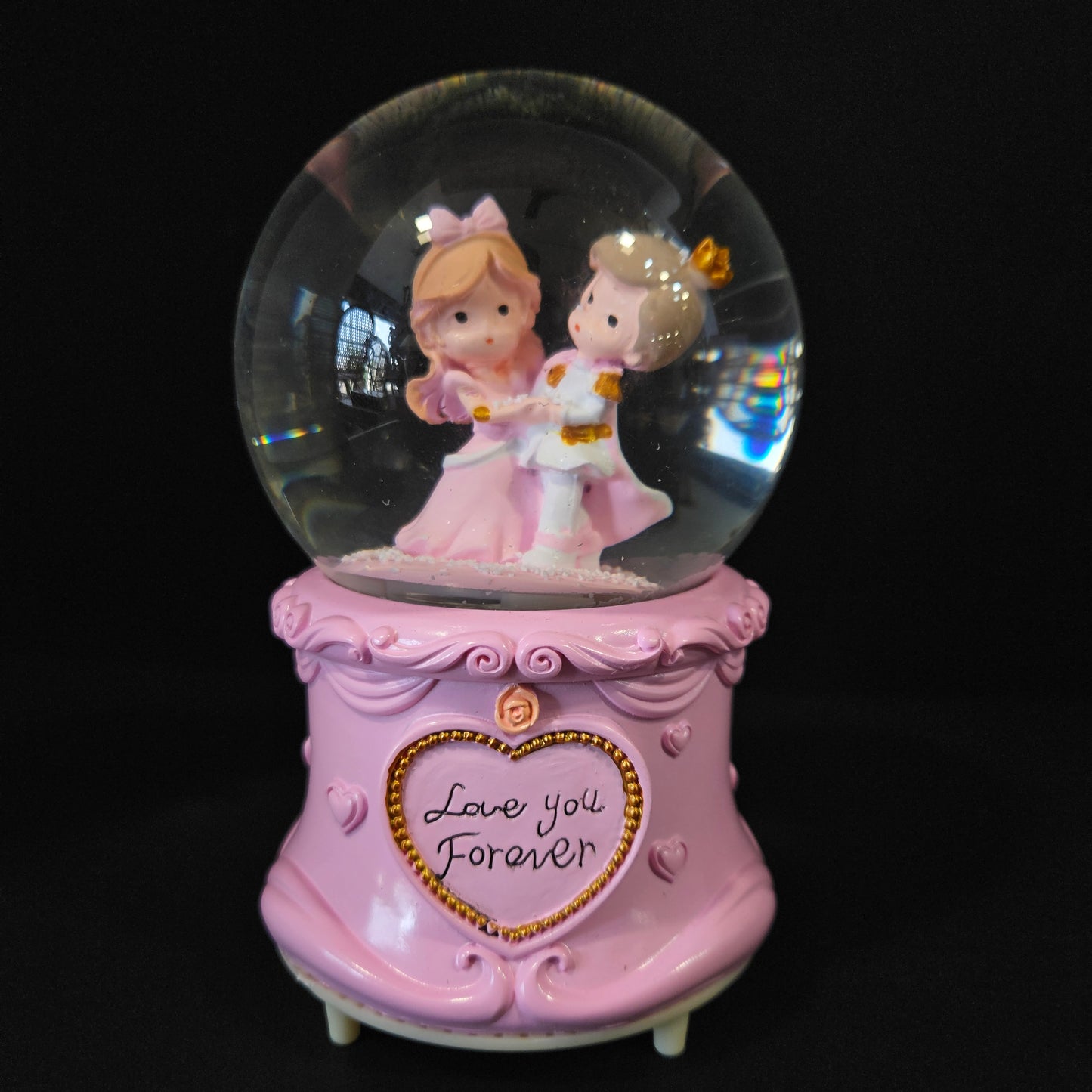 Lighting Couple Statue Boy And Girl Idol In Circular Crystal Valentine Gift