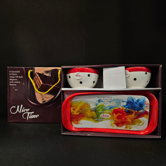 Jaina Crystal quest for quality nice time 2 Ceramic bowls & 1 serving tray