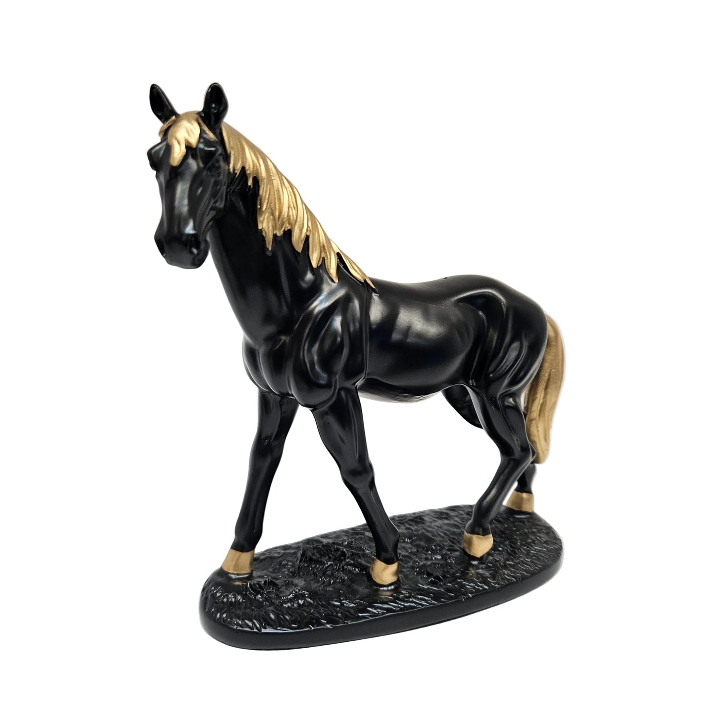 Polyresin Black & gold horse Statue Showpiece Figurine