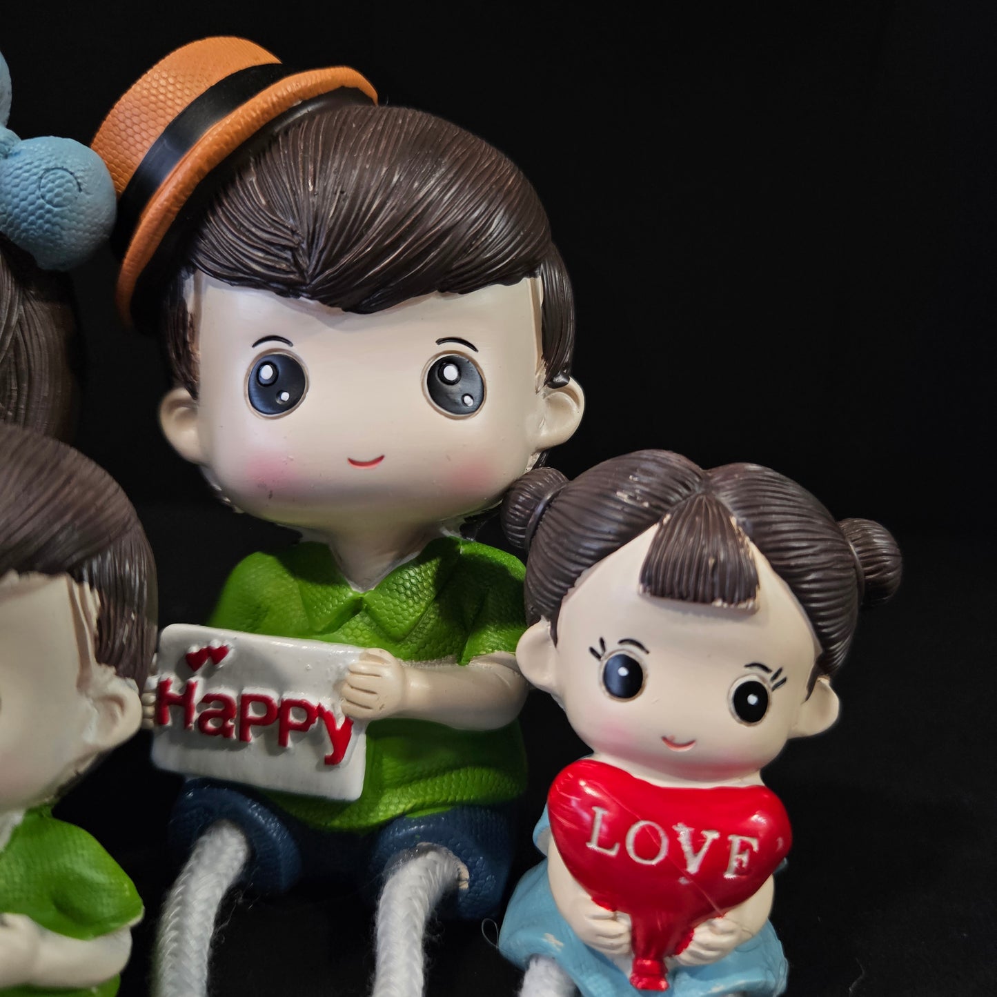Cartoon Resin Outseam 4pieces set family Hanging Feet Doll Home Wall Decoration