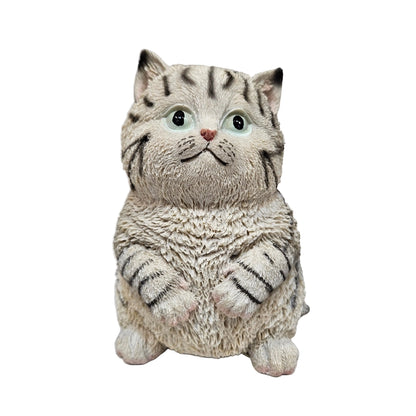 Garden Cat Statue, Cute Funny Fat Cat Lawn Art Sculptures for Living Room Bookcase Desk Planter, Home Animal Ornaments,Gray