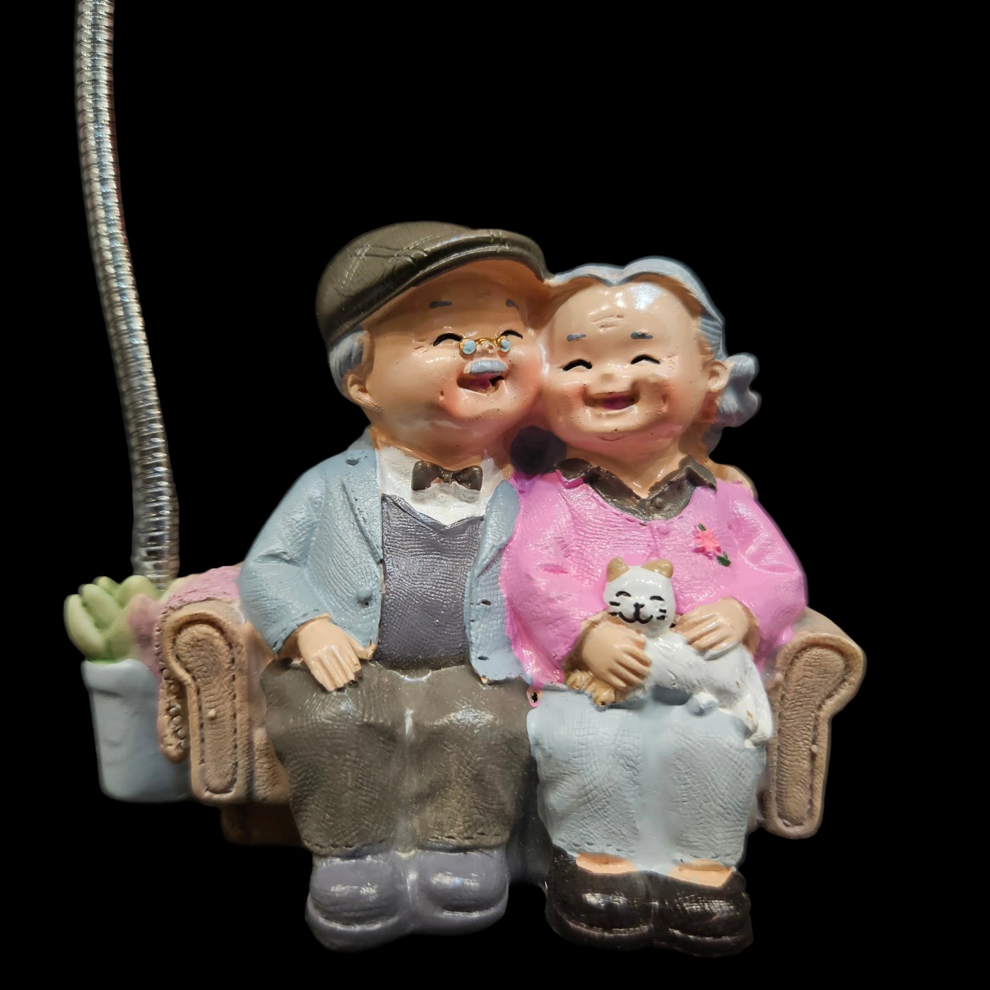 Miniature Fairy Garden Cartoon Old Couple Lovers Ornament Dollhouse Showpiece Figurine