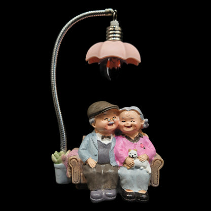 Miniature Fairy Garden Cartoon Old Couple Lovers Ornament Dollhouse Showpiece Figurine