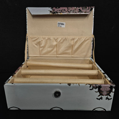 Classy Flowral designer Finishing Bangle Box with 3 Bangle Organizer rods and having jewellery Storage pouch Bangle Box for women's