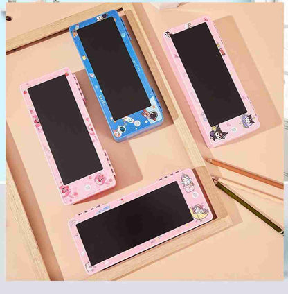 Magic Pencil Case with an attached LCD writing tablet. It combines a pencil case with a reusable writing surface.