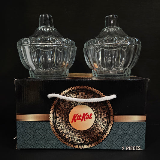 KitKat 2 pieces glass storage bowls with Lid for multi purpose usage & for Return gifting purpose