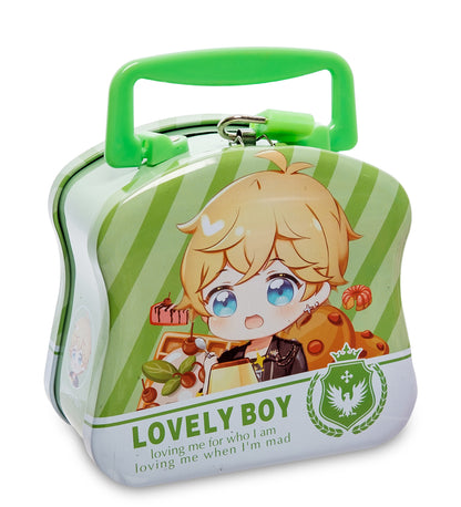 Metal lovely boy anime character printed money bank
