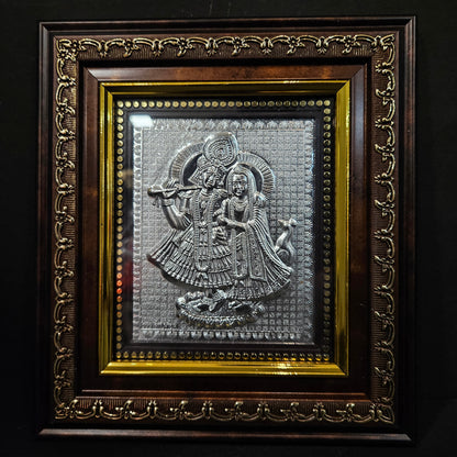Lord radha Krishna silver Plated designer photo frame