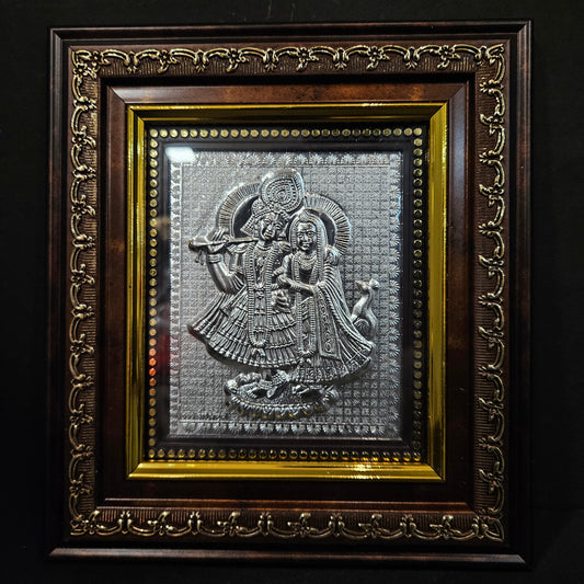 Lord radha Krishna silver Plated designer photo frame