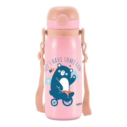 Milton Thermosteel Companion 450 Insulated Inner Stainless Steel Water Bottle with Spout Lid, 1 Piece, 435 ml, Pink| Easy Grip | Leak Proof | Hot or Cold | School | Travel Bottle