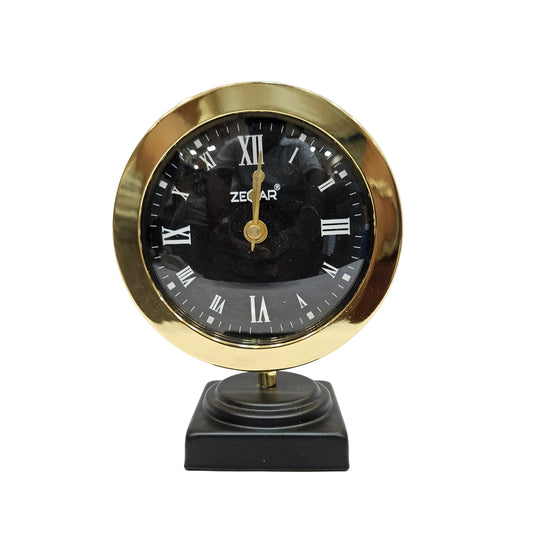 Metal Brings Handcrafted Table Clock for Kidsroom, Bedroom, Study Table, Office Desk|Classic Non-Ticking Tabletop Battery Operated Analog Desk