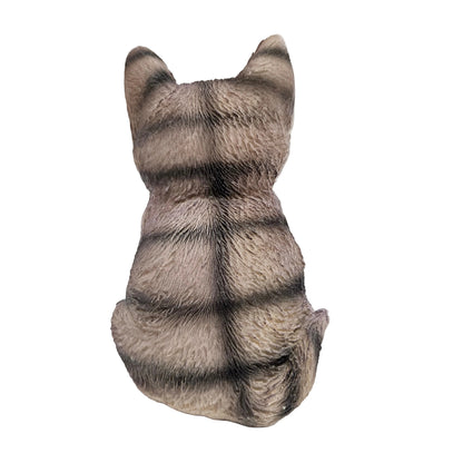 Hand-painted grey tabby kitten figurine, popular for home, garden, or shelf decor