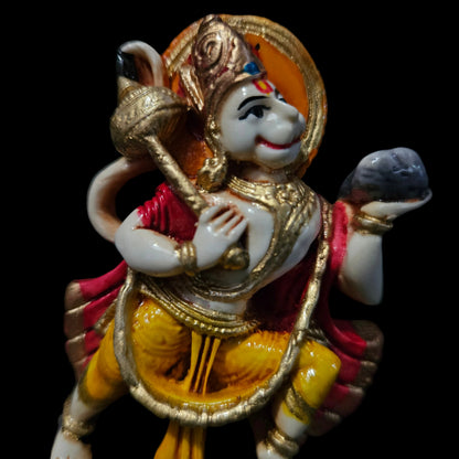 Resin Idol Lord Hanuman Bajrangbali: Ramayana Depiction of Sanjivani Herb Tale Statue Showpiece Figurine