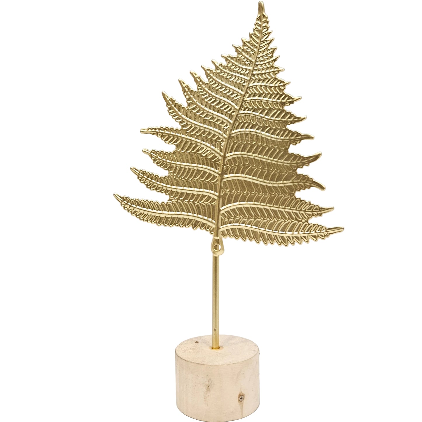 Golden metal fern leaf tabletop decoration with a textured design Showpiece Figurine