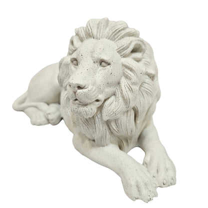 Design Toscano Mansfield Manor Lion Sentinel Statue is crafted from white polyresin and features a classic reclining pose