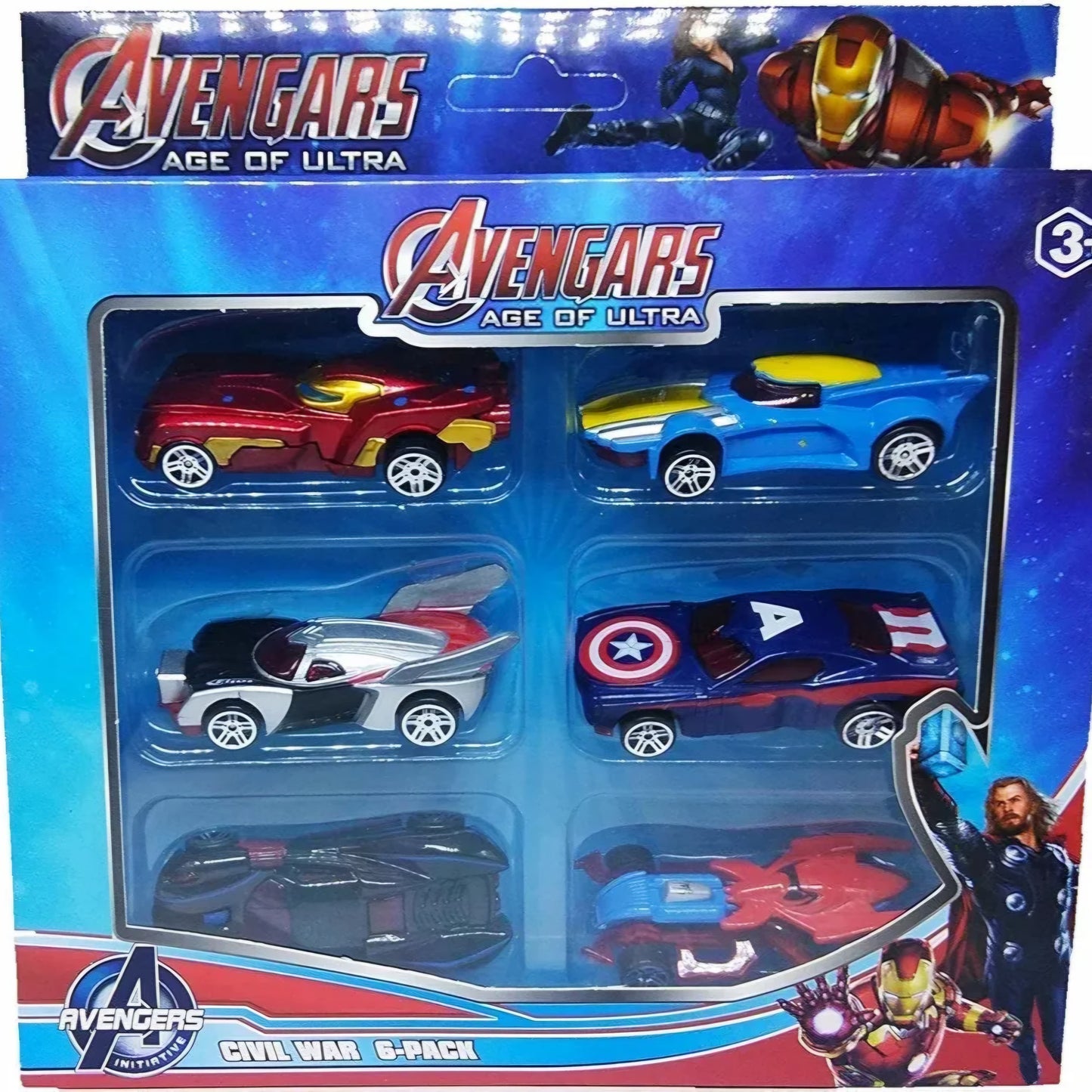 Hot Diecast Metal Car Set Models Collection of Toy Avengers Cars for Children 6 Pcs Set
