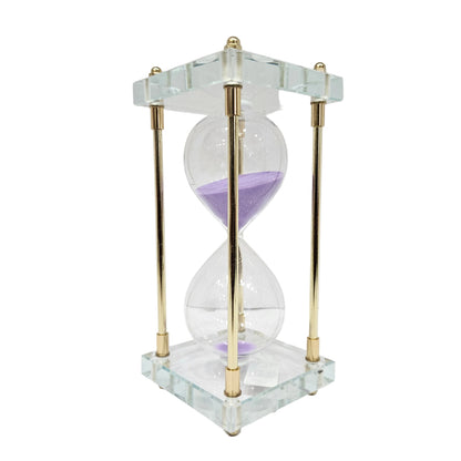 Hourglass Crystal Sand Timer Clock with Purple Sand Large Unique One Hour Glass Sandglass for Home, Desk, Office Decorative Showpiece & Working Timer