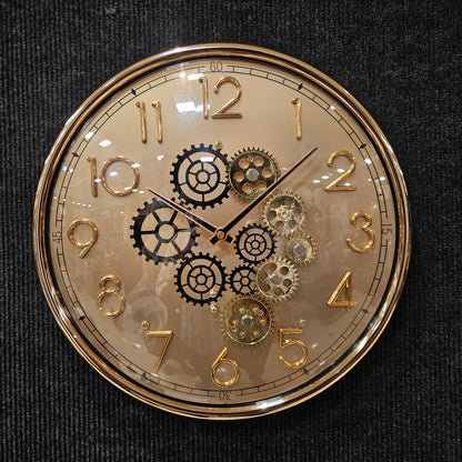 Vintage Oversized Modern Large Rustic Black Wall Clock with Moving Gears Steampunk Clocks