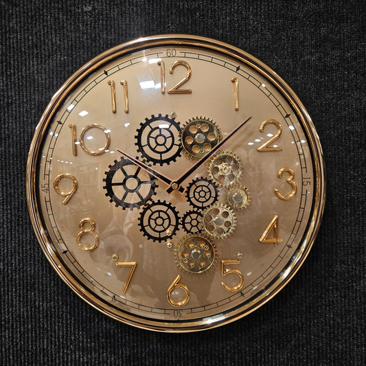 Vintage Oversized Modern Large Rustic Black Wall Clock with Moving Gears Steampunk Clocks