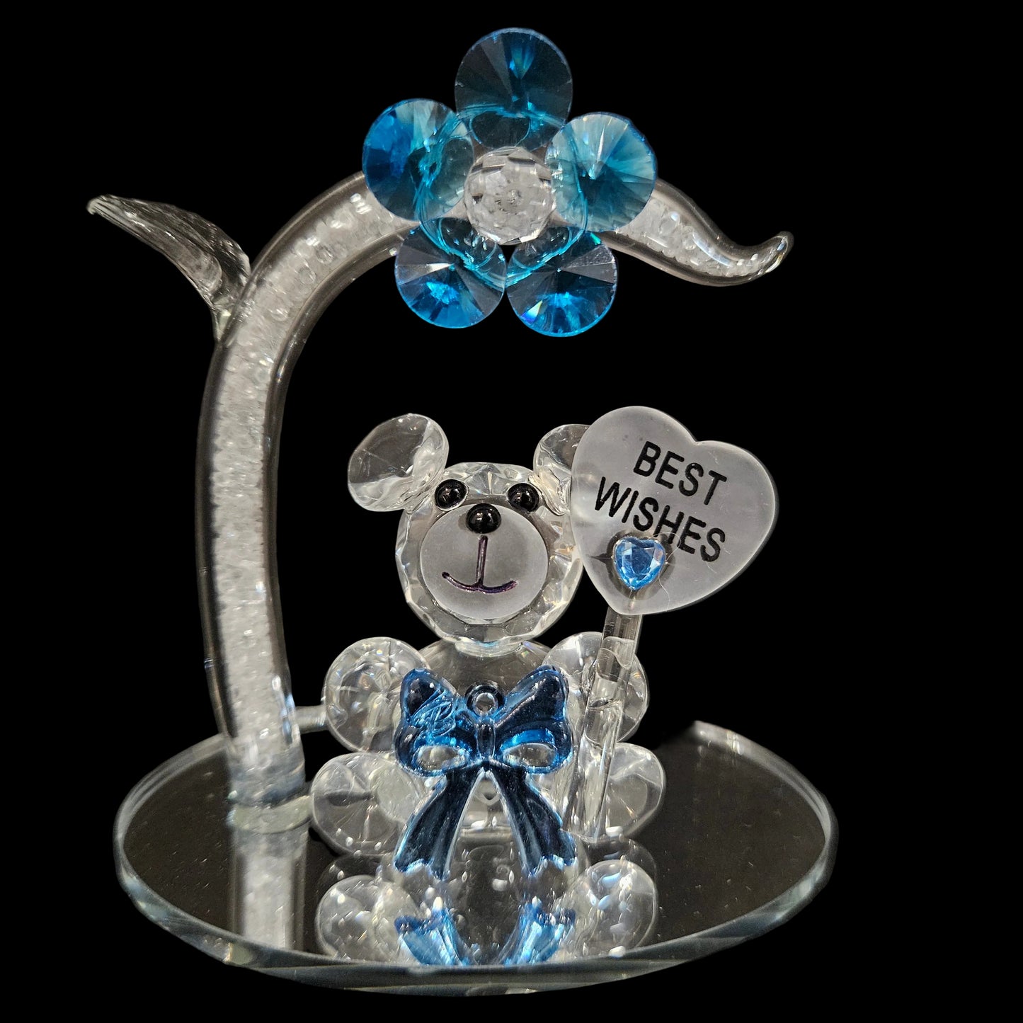 Crystal Bear & Diamond Flower, Desktop Paperweight Decoration for gifting