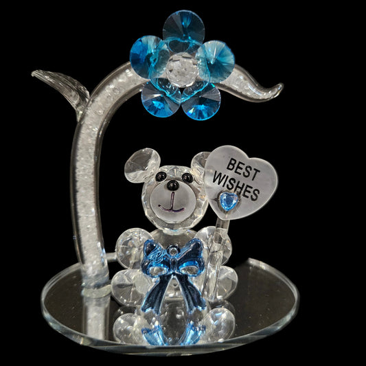 Crystal Bear & Diamond Flower, Desktop Paperweight Decoration for gifting