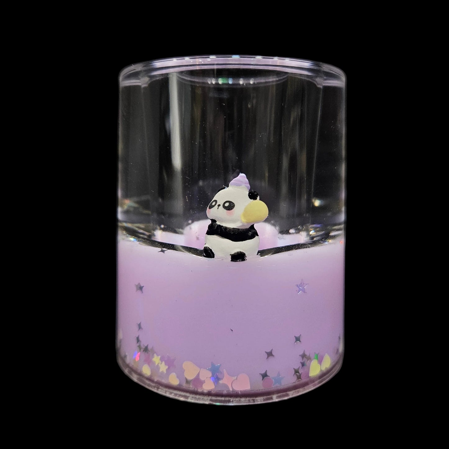Himanshu Trading Company Glass Liquid Arcylic Panda Round Pen/Pencil Stand For Office/Study Table/Desk Organizer