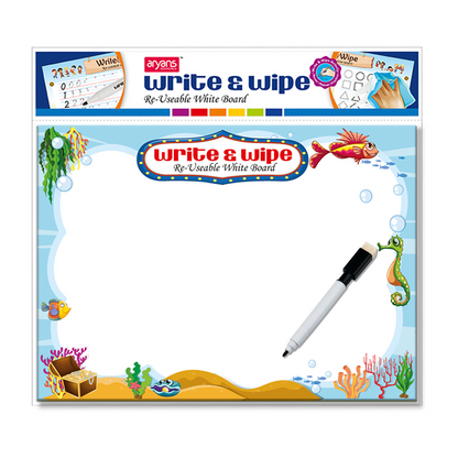 Write & Wipe Reusable Writing Board with jungle,transport,fruits & ocean themed boards