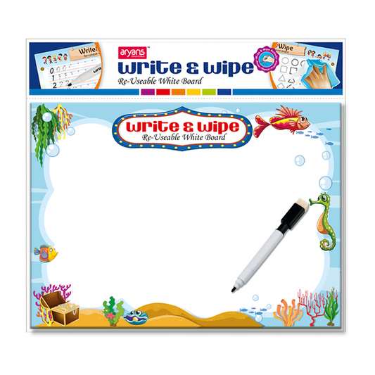 Write & Wipe Reusable Writing Board with jungle,transport,fruits & ocean themed boards