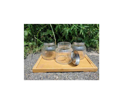 Pure Source India Glass Grocery Container Canister set 3 pieces glass Storage jar
