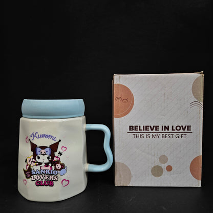Kuromi cartoon character printed Ceramic mug with white & multiple colours