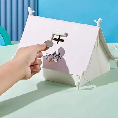 Money Banks Unique Camping Tent Piggy Banks, Plastic Money Box, Saving Jar for Children,Modern Design,Saving for Camping Plan