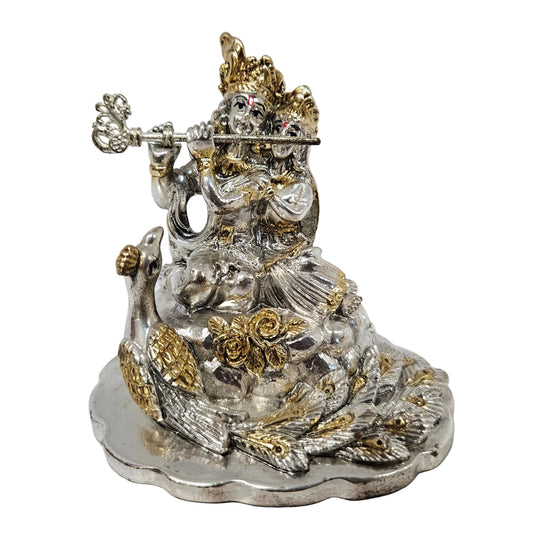 Silver 24K Gold Plated Radhakrishna Idol Decorative Showpiece