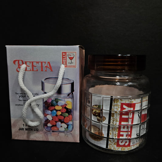 Shelly glassware Beeta glass jar with Lid for Return gift purpose