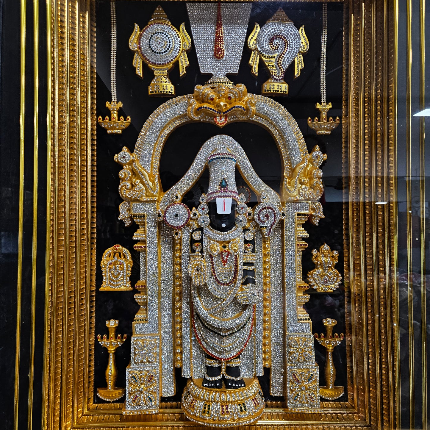 Lord Balaji Big size Photo Frame with multi colour lighting & USB connection slot for Marriage gifting,house warming