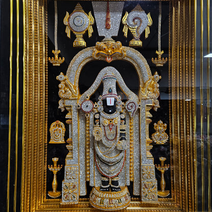 Lord Balaji Big size Photo Frame with multi colour lighting & USB connection slot for Marriage gifting,house warming