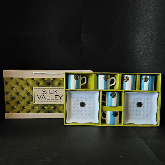 Kanch Silk Valley 2 Platters & 6 Exclusive Ceramic cups set