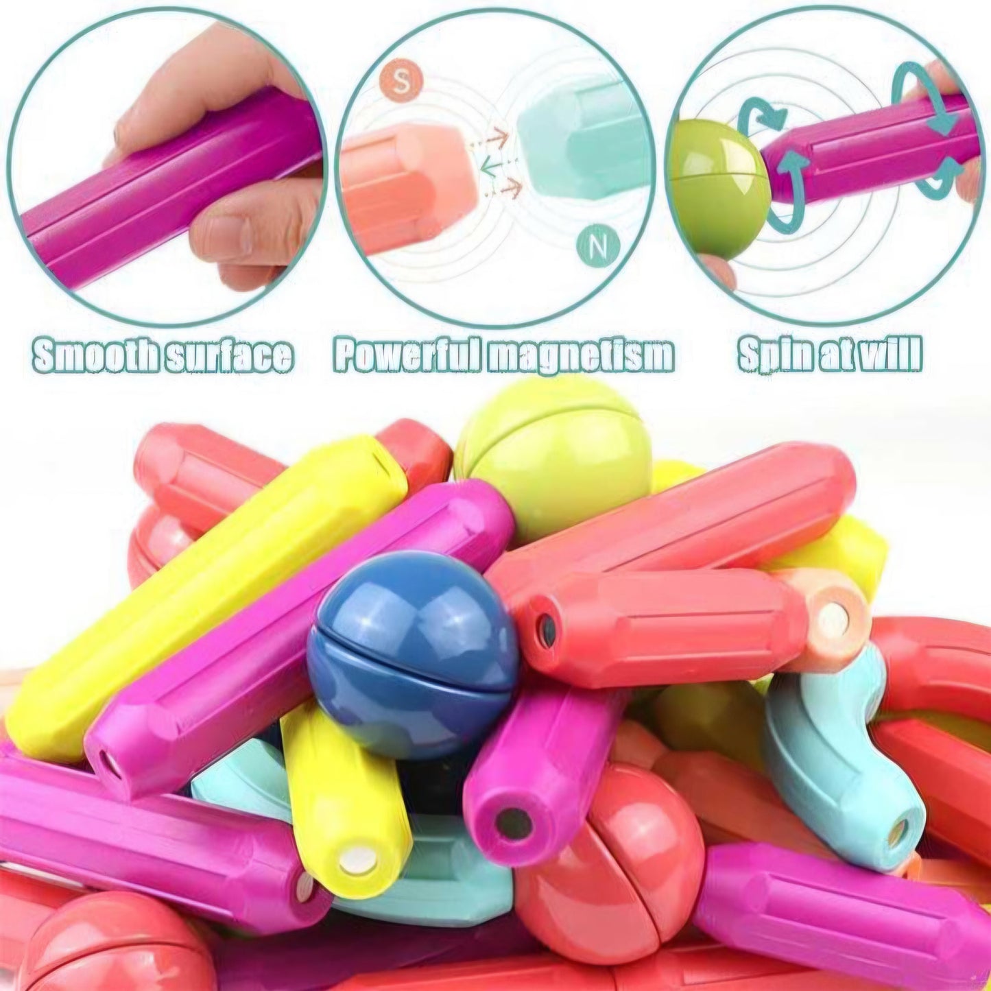 Magnetic Sticks 42pcs with strong magnets for kids above 3 years old