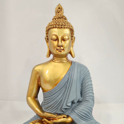 Sitting Buddha Statue Idol Buddha Figure Gold Foli Work Resin Made Light Weight Statue Perfect Home decor