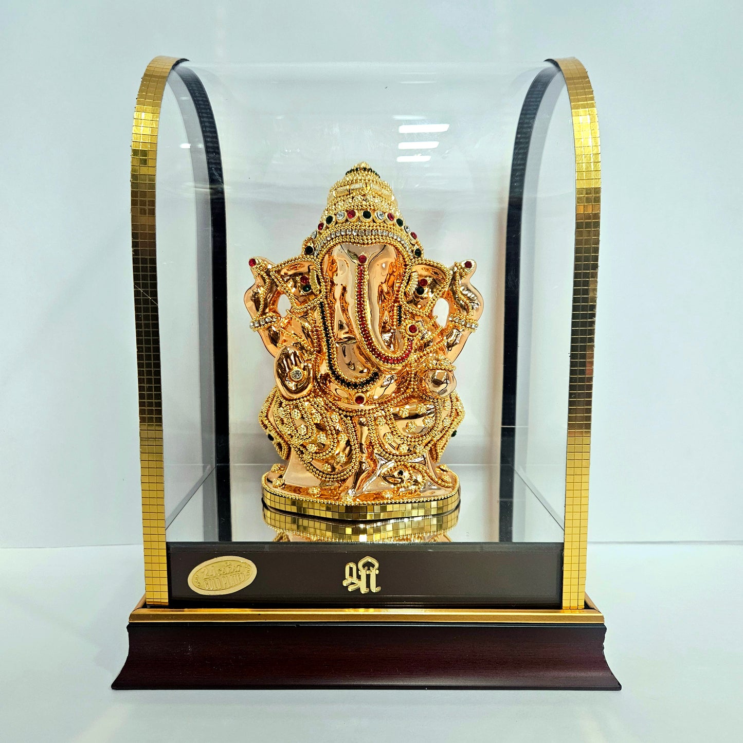 Ganesh ji Idol Home decor Idol for Gifting in transparent cabin Box Ganesha Idol in stones designer