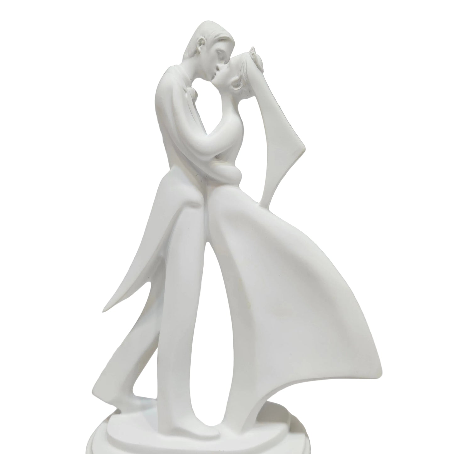 Elegant Dancing Embracing Couple Statue Showpiece | White Polyresin Wedding Gift & Home Decor Figurine | Anniversary, Valentine & Romantic Present