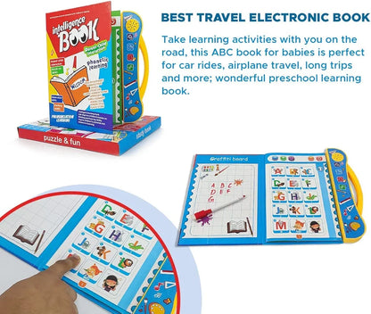 Study Book Intellectual Learning" is an educational toy designed for children ages 3 and up. It focuses on phonetic learning and includes a variety of topics to engage young learners.