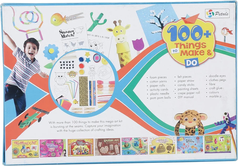 100+ Things make & Do packed with full of exciting crafts and fun World Awareness, Sensory & Motor Skills, Creativity & Imagination, Development and Logical Thinking.