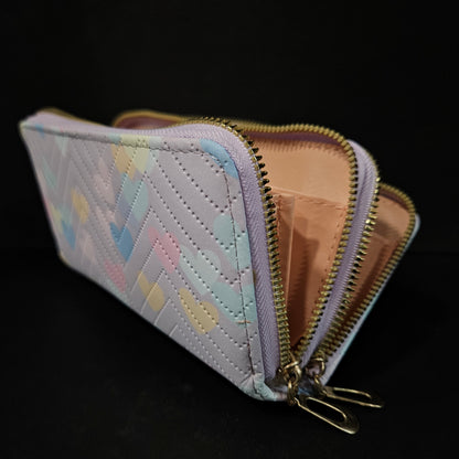 Leather Thin Slim Wallets for Women with Double Zipper