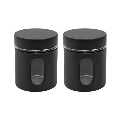 Oval Window - Powdered Black Finish Glass Jars for Dal,Dry Fruits,Spices and other Kitchen Storage