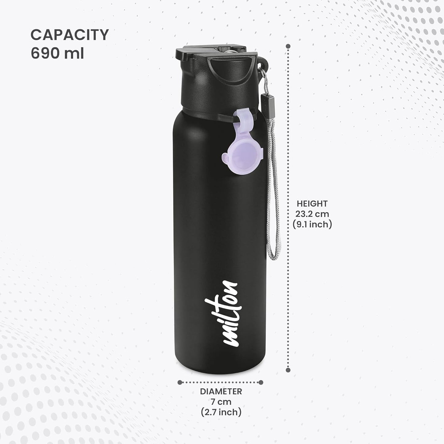 Milton Sip Star 750 Thermosteel Water Bottle 690 ml, 24 Hr Hot and Cold I Leak Proof Lid, ISI Certified I Vacuum Insulated I for Office, Gym, School