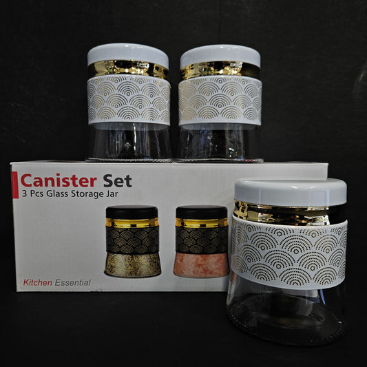Canister 3piece glass storage Jar Set, For Dry Fruits Storage