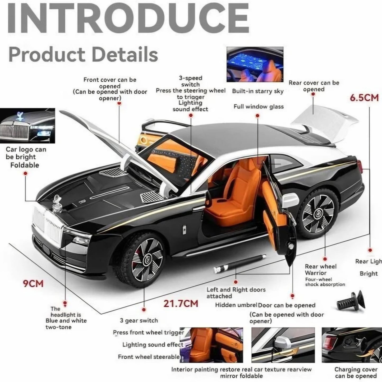 rolls royce Spectre Diecast Metal Pull Back Car