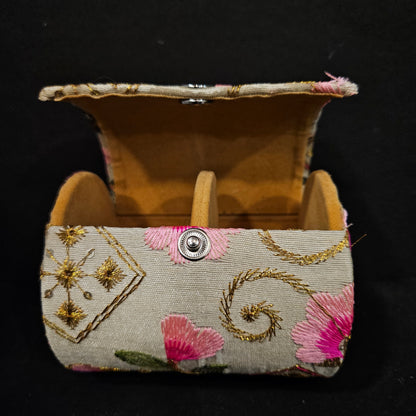 Designer Flower Embroidered Bangle Organizer box for Women's