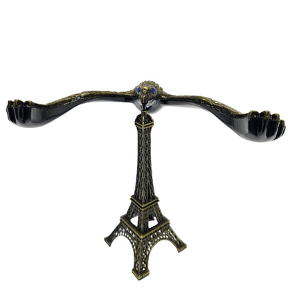 Home metal Eiffel Tower balance eagle showpiece, featuring a bronze-finish replica tower and a balancing eagle figurine