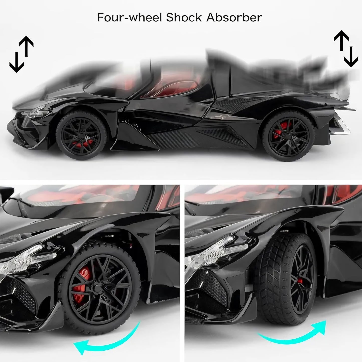 Diecast Apollo Project EVO Metal Pull Back Car with Openable Doors,Sound and Light Toy for Kids